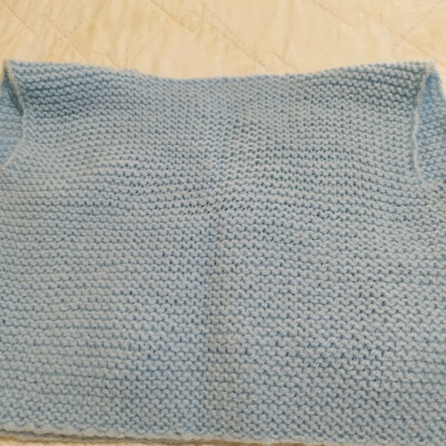 Handmade knitted baby sleeveless cardigans, yellow and blue