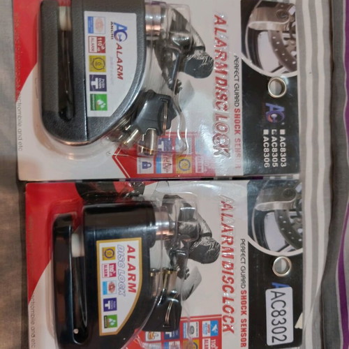 Disc lock set with alarm, 2 pieces, black and gray, new