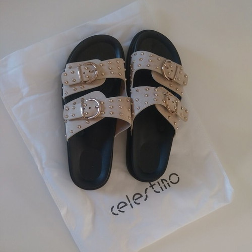 Celestino sandals with studs, black and beige, size 39