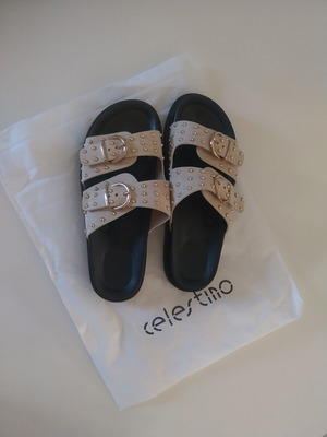 Celestino sandals with studs, black and beige, size 39