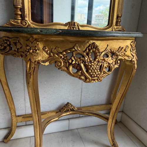 Etagere with mirror and marble table, like new