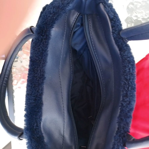 Women's fur handbag used, dark blue