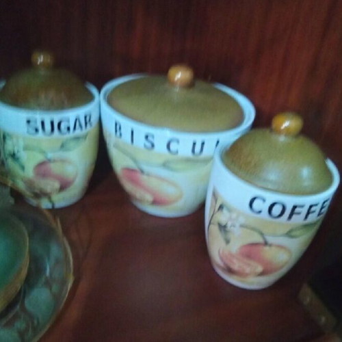 Biscuit jar and bowl set for coffee and sugar new