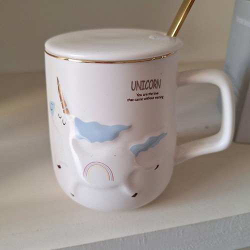 Children's mug 360 ml with spoon and lid new