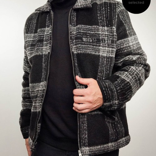 All Saints Phoenix Checked Zip Jacket new, size XL, black