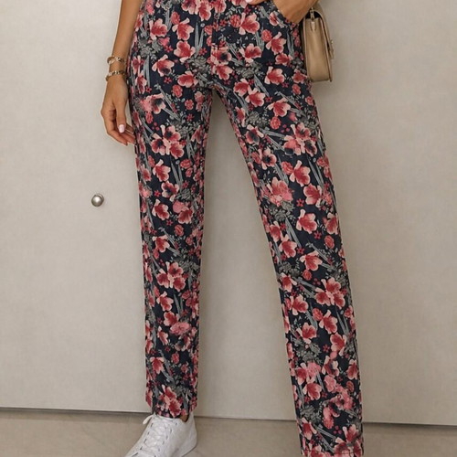 Women's pants like new, size L, white multicolor