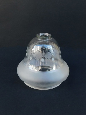 Lamp glass sandblasted with engraved vintage designs like new