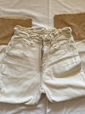 Boho flare jeans like new, high waist, Shein, beige and brown