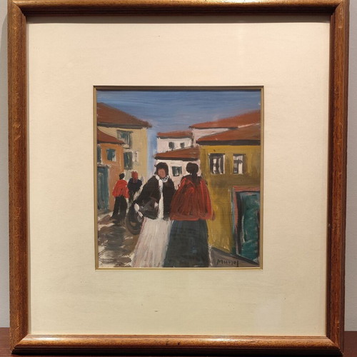 Manos Zacharakis painting used with female figures and frame