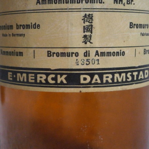Pharmacy bottle used vintage German Ammonium Bromatum