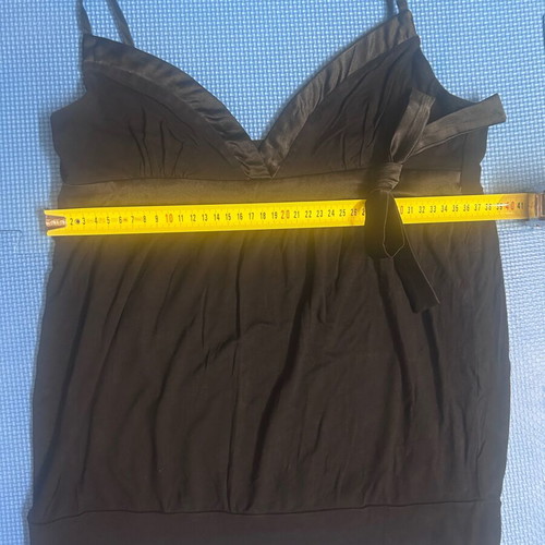 Y2K black babydoll top with satin bow, like new