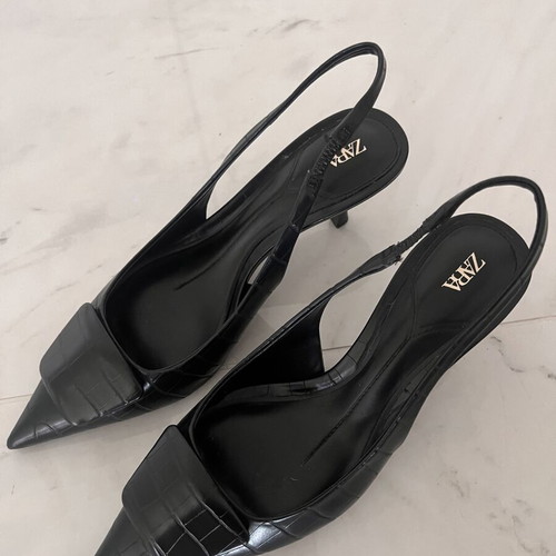 Zara black slingback pumps size 37 like new, 5 cm heel