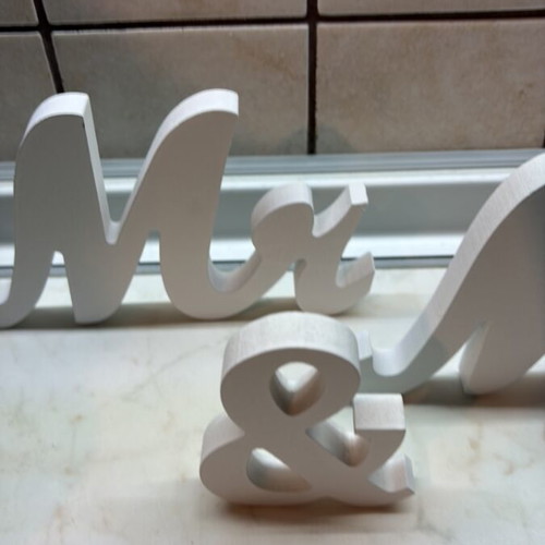 Wooden decorative letters Mr & Mrs like new, set of 3 pieces