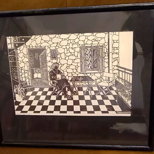 2 Linoleum Engraving Prints Like New