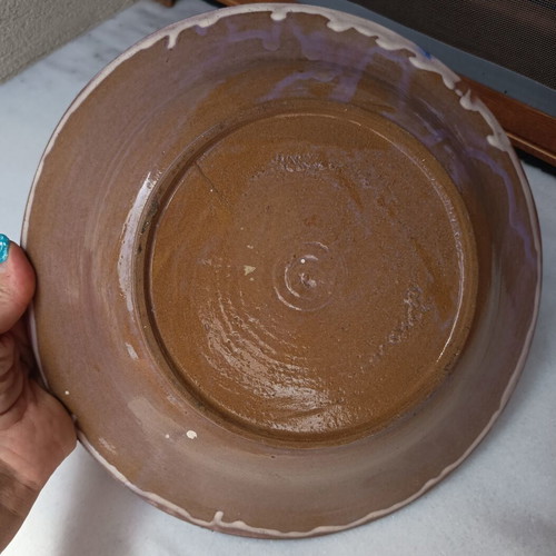 Handmade ceramic serving platter used, 29.5 cm diameter