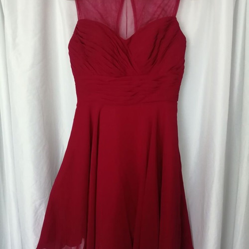 Red chiffon short party dress, size M