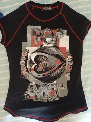 Girls' black blouse with design, used, age 10-11