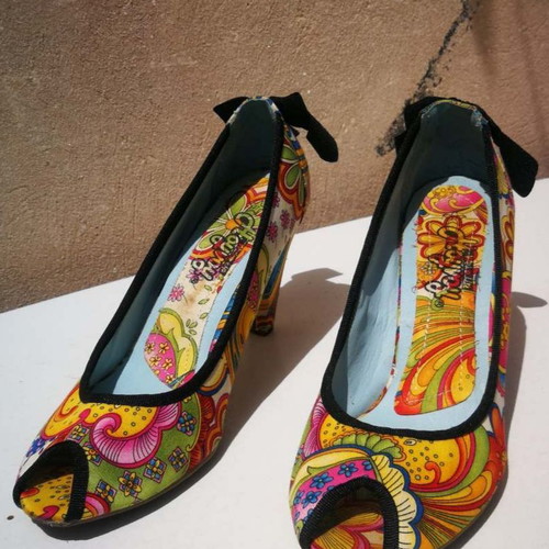 HoyVoy Peep Toe shoes used, colorful, size 37