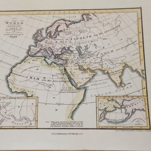 1923 Colored Steel Engraving Map of the Ancient Known World used