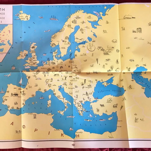 Europe maps and world map like new, set of 5 pieces