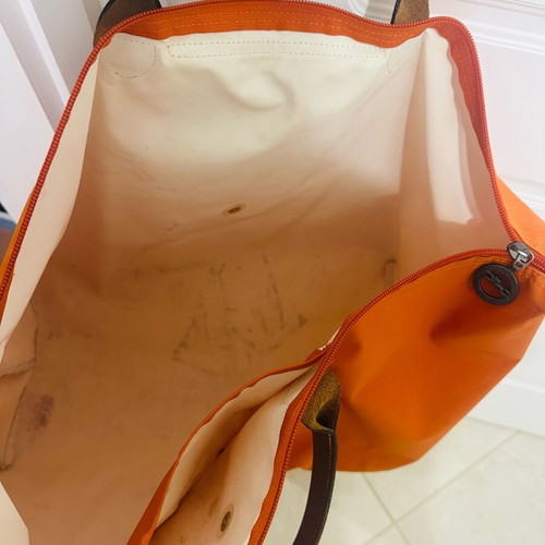 Longchamp Le Pliage travel bag like new, brown and orange