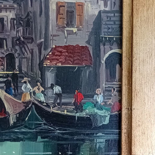 Πίνακας Βενετία Ιταλία μεταχειρισμένος, 46x41 εκ, ξύλινη κορνίζα