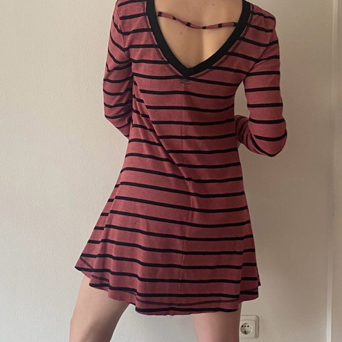 Attrattivo striped dress used, burgundy with black