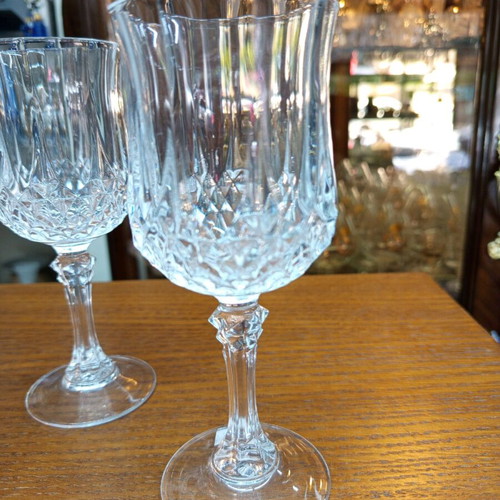 Glass water goblets rhombus pattern set of 4 new 240 ml