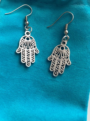 Hamsa hand earrings new, silver