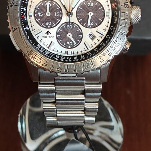 Citizen Promaster Sky EcoDrive Chronograph Silver Stainless Steel Bracelet watch like new