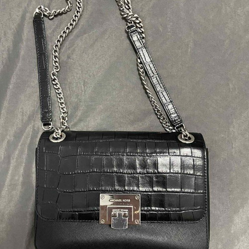 Michael Kors black crossbody bag with silver details