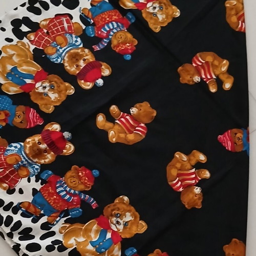 Vintage large scarf with teddy bears and animal print, new