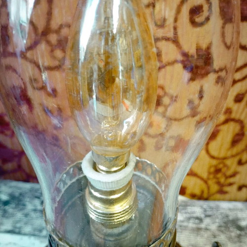 Rustic old lamp with Edison filament bulb used