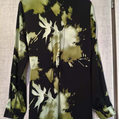 Satin Wrap Maxi Dress Medium with Abstract Print like new