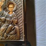 εικόνα από ασημί 950 και αγιογραφία πιστό αντίγραφο βυζαντινής εποχής δεμένη με πολιτισμό σκαλισμένο κρύσταλλο studio n24