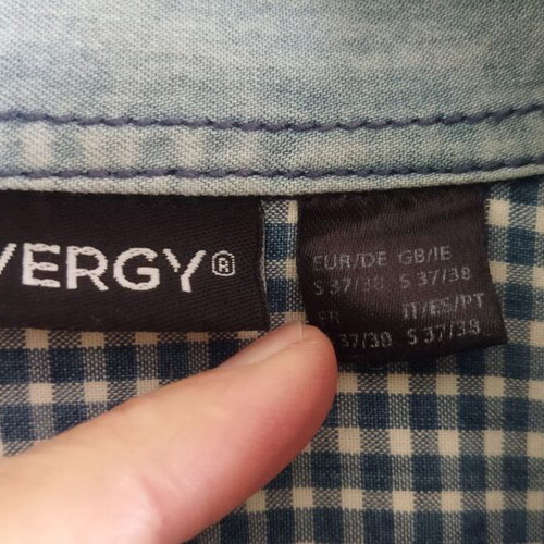 Livergy Cotton Shirt like new, blue beige plaid with denim details
