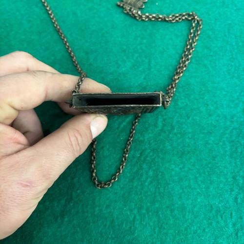 Saint George silver amulet used with chain and missing lid