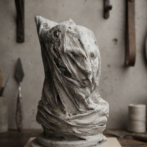 Veiled Silence Mixed-Media Sculptural Art Piece made-to-order