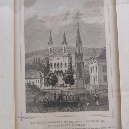 Replica print of Unterbarmer Hauptkirche and Frederick William III monument like new