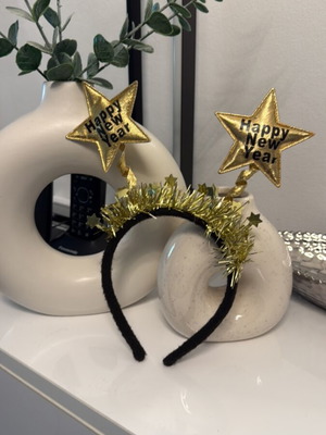 Headband like new black with gold Happy New Year decoration