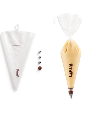 Lekue piping bag set with 3 reusable nozzles new