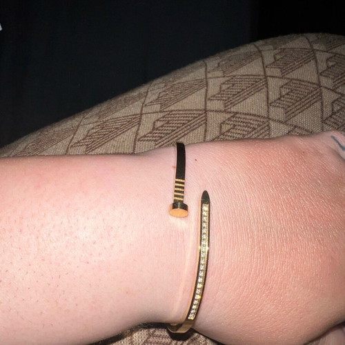 Steel gold bracelet new with diamond details
