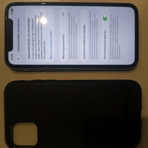 iPhone 11 64GB used, white with case and cable