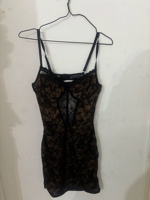 Summer dress black with beige lace like new