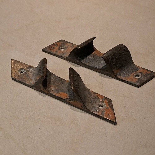 Brass nautical cleats set of two used, solid from 1970s