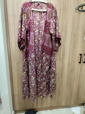 Long silk kimono boho paisley one size