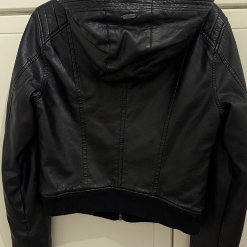 Attrattivo leather jacket used, size Small, black with green lining