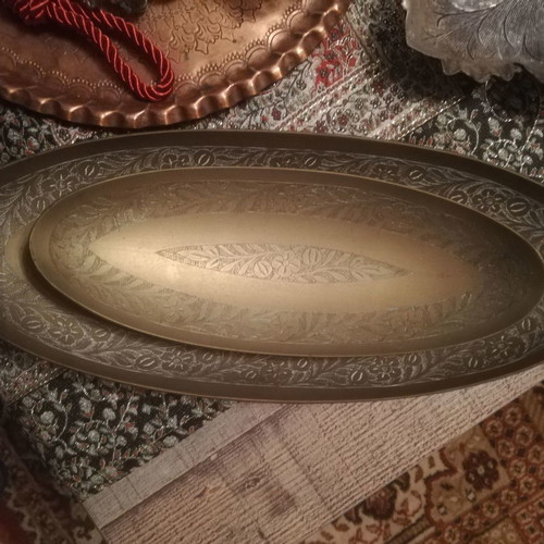 Bronze decorative gondolas set of 3 pieces with engraved design