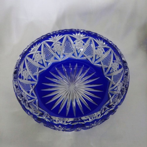 Nachtmann Rom Bleikristall blue bowl, new, Germany 50s
