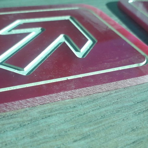 Engraved direction signs used, slanted arrow 10x10 cm